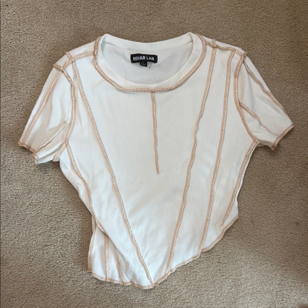 Rehab White and Tan Women's Top